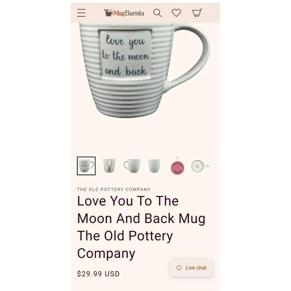 The Old Pottery Company Jumbo 20 oz Quote Mugs Set of 2 Blue Ribbed Ceramic